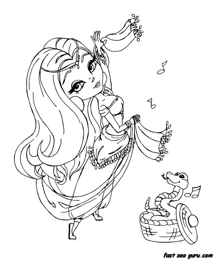 Printable beautiful girl Belly dancer coloring book pages
